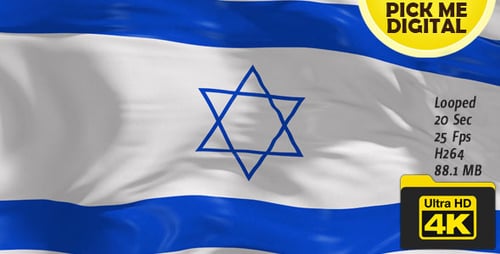 Realistic Waving Flag of Israel Loop in 4K Resolution