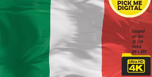 Realistic Waving Italian Flag Seamless Loop