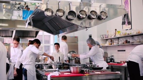 The Cooks Working on the Kitchen in the Restaurant, Food Stock Footage ...