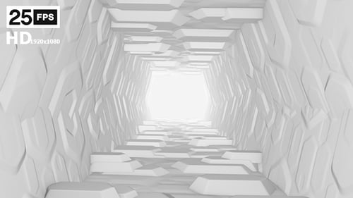 Seamless Fly Through White Geometric Tunnel Loop