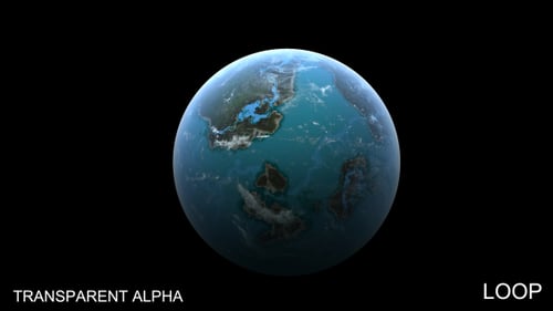 Rotating Blue Planet Earth Loop with Transparent Alpha