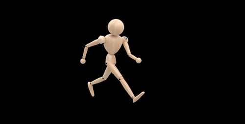 Animated Wooden Mannequin Running Loop