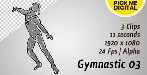 Sketch Animated Gymnast Performing Dynamic Action Movements