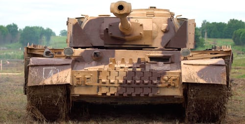 Olive Green and Brown Mud Covered Tank