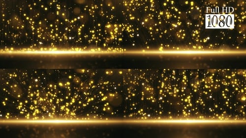 Golden Particles Falling Stage Background with Shimmering Light