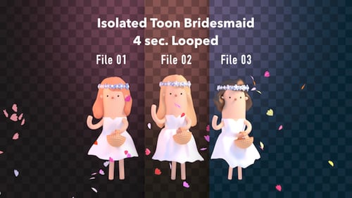 Animated Toon Bridesmaids Throwing Petals Loop Transparent Background