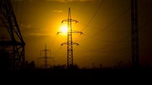 Power Lines in the Setting Sun