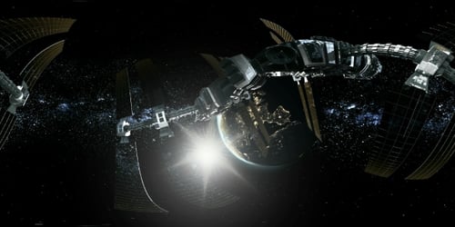 International Space Station Orbiting Earth in Virtual Reality