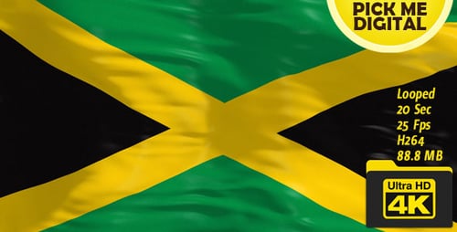 Waving Jamaican Flag Background Seamless Loop