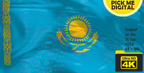 Realistic Kazakhstan National Flag Waving Loop
