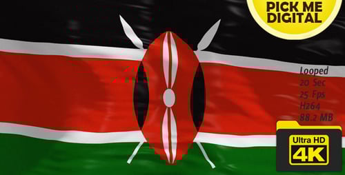 Realistic Animated Waving Kenya Flag 4K Loop