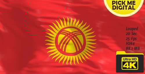 Realistic Waving Flag of Kyrgyzstan Loop