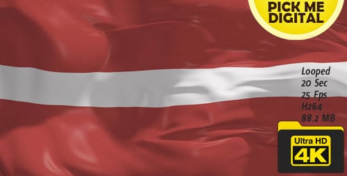 Realistic Waving Latvia National Flag 3D Animation