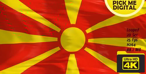 Realistic Waving Flag of North Macedonia in 4K