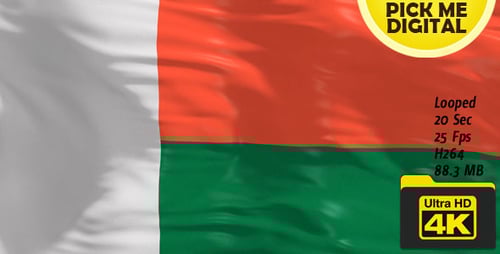 Madagascar National Flag Waving in Realistic 3D Animation