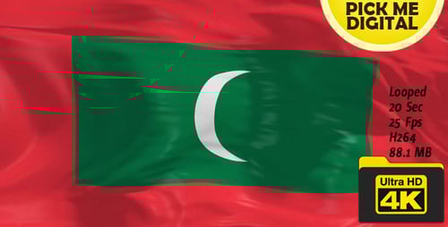 Realistic Waving Maldives Flag for National and International Projects