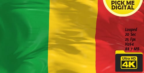 Mali Flag Waving Seamless Loop Animation 4K