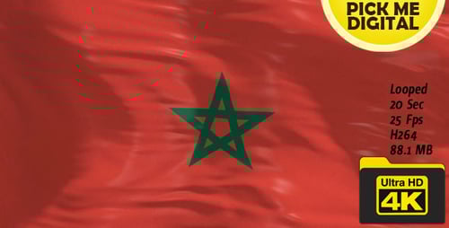 Waving Morocco Flag in Realistic 4K Loop Animation