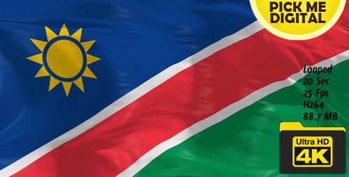 Realistic Waving Flag of Namibia Looped Animation