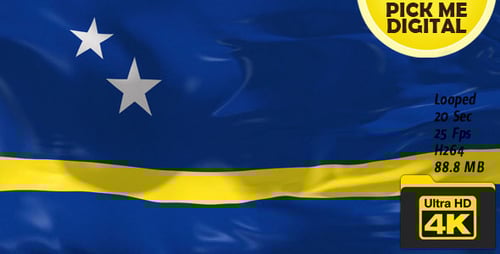 Curaçao National Flag Realistic Waving Loop Animation