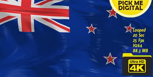 New Zealand National Flag Waving Seamless Loop