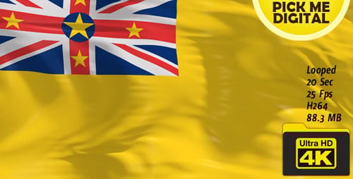 Realistic Niue National Flag Waving Animation