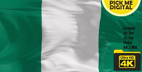 Realistic Waving Nigeria Flag Animation Loop 4K