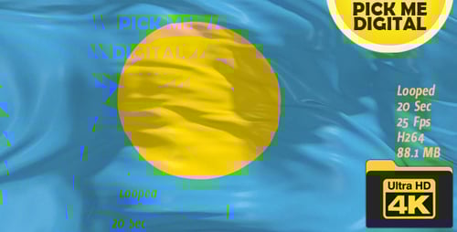 Realistic Waving Palau National Flag Animation