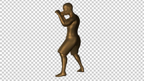 Animated Golden Boxer Figure in Guard Stance