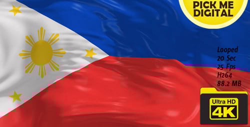 Seamlessly Looping Waving Flag of the Philippines