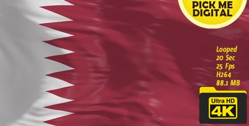 Realistic Looping Animation of Qatar Flag Waving