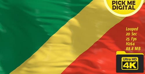 Republic of the Congo Flag Waving Animation Loop