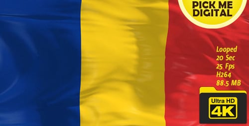 Animated Romanian Flag Waving Loop Background