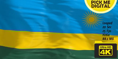 Realistic Waving Rwanda Flag Loop Animation