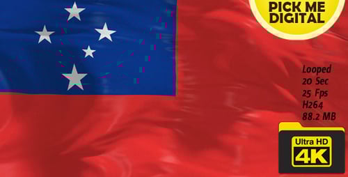 Realistic 3D Waving Flag of Samoa Loop