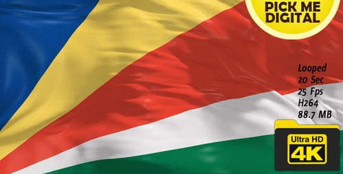 Realistic Seychelles Flag Waving Seamless Loop