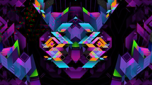 Vibrant Neon Geometric Kaleidoscope Tunnel Abstract Animation