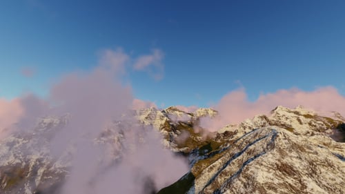 Mountains in Snow and Clouds