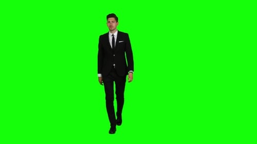 Guy Goes To a Business Meeting, Thinks About Money and Profits. Green Screen