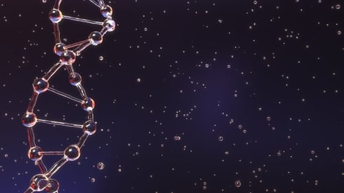 Transparentes DNA-Molekül und schwimmende Partikel