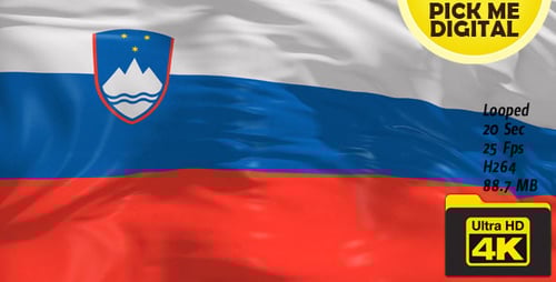 Slovenia National Flag Realistic Waving Loop Animation