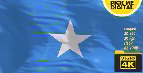 Realistic Waving Somalia Flag 4K Loop
