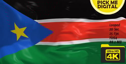 Realistic 3D South Sudan Flag Waving Animation