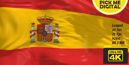 Realistic Waving Spain National Flag Seamless Loop