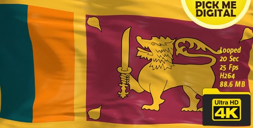 Realistic Waving Sri Lanka Flag Animation