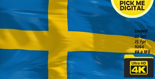 Realistic Waving Swedish Flag with Fabric Motion