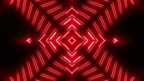Looping Red Neon Geometric Kaleidoscope Background