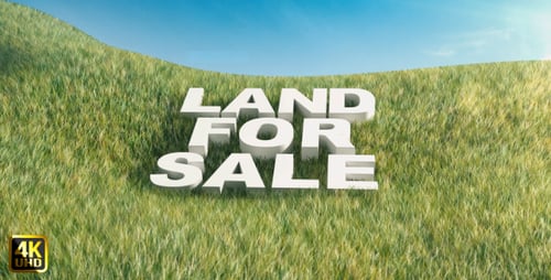 3D Land for Sale Text on Green Hill Animation
