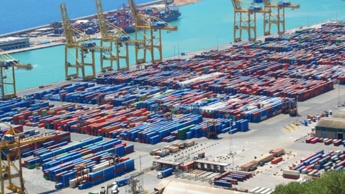 Container Port Ship Aerial