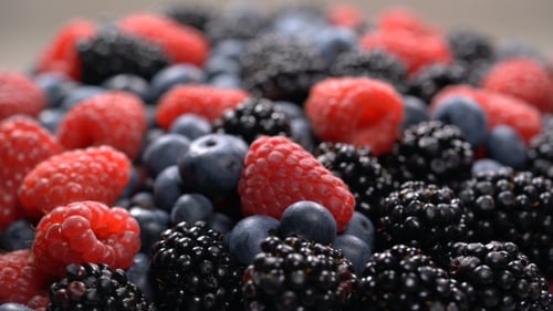 Macro Footage of Fresh, Mixed Berries